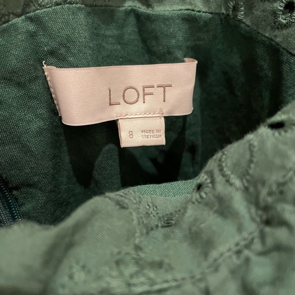 LOFT dark green eyelet dress size 8 - Picture 4 of 5